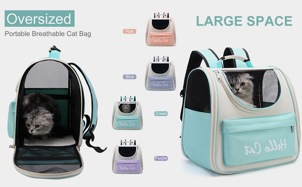 Рюкзак для кота та собаки PETCUTE з сіткою, дихаючий, з поводком, знімний килимок, блакитний