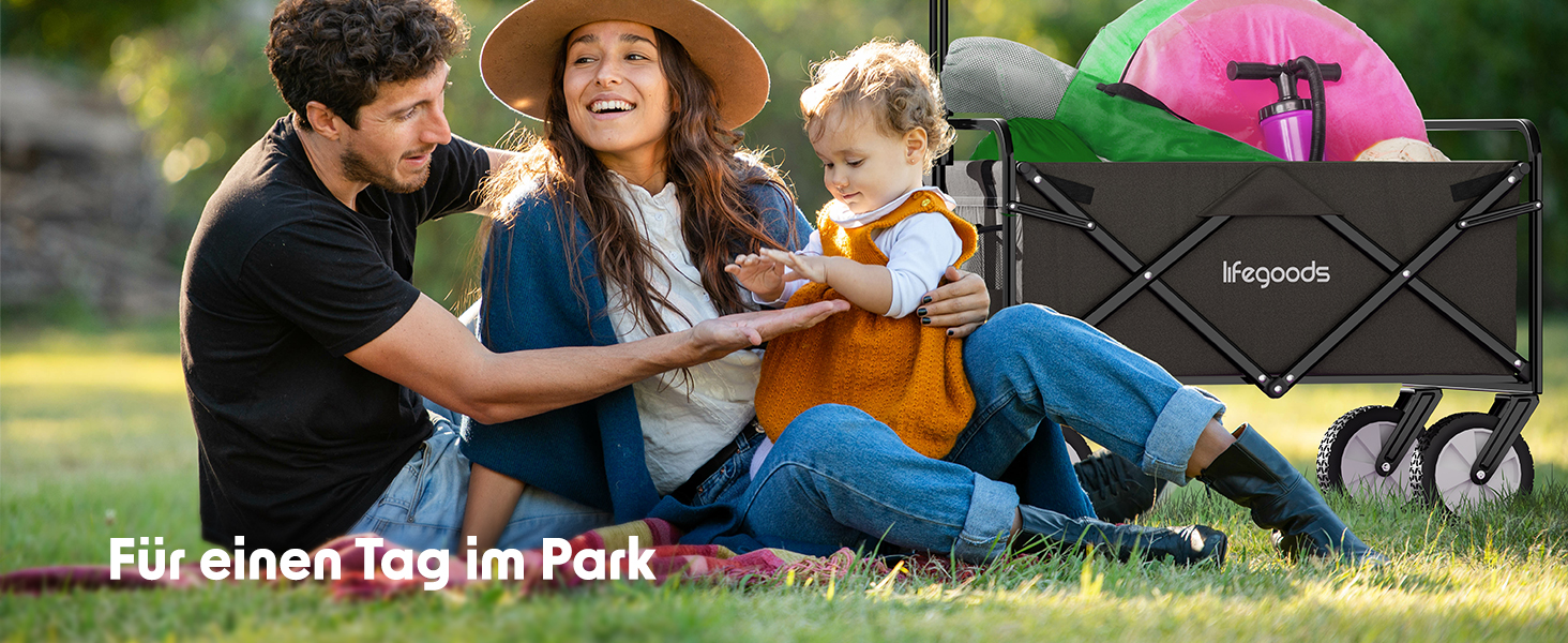 Візок-тачка LifeGoods розкладний сірий – 98x45 см, 94 л, поворотні колеса