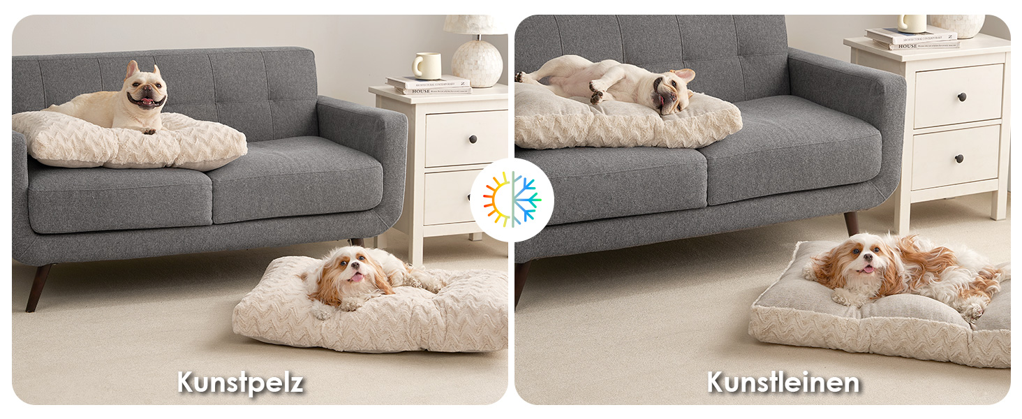 Килимок для собак великих порід, 104x68 см, XL, штучне хутро та льон, Бежевий