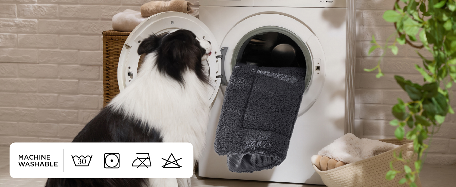 Килимок для собак середніх порід BEDSURE - 74x46 см, сірий, з шаруватим наповнювачем, Sherpa плюш, легко миється