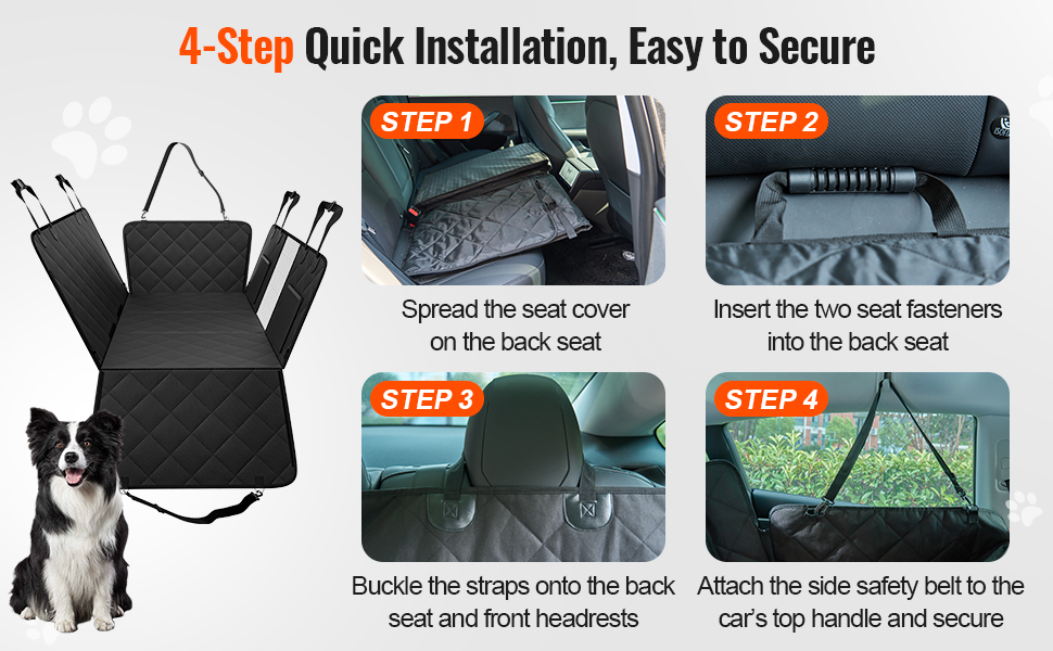 Автоматична ковдра для собак VEVOR, захист сидіння авто, 134,5 x 63 см, до 168 кг, з сіткою та сумкою для зберігання, підходить для авто, SUV, LKW