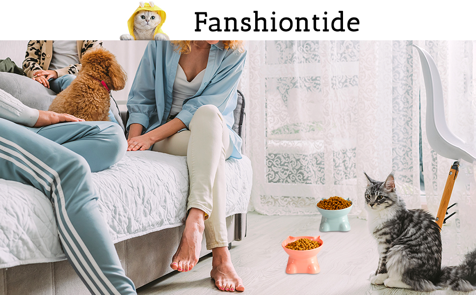 Підвищений годівниця для котів, підставка для мисок, нахилена на 15°, антиблювотний годівник, захист шиї, для домашніх тварин