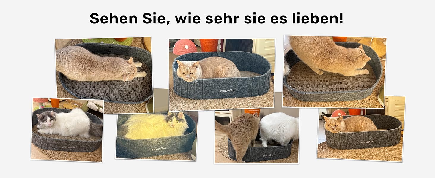 Кразборт для котів FUKUMARU, 61 см, крафтовий, у формі дивану, з круглими накладками, сірий