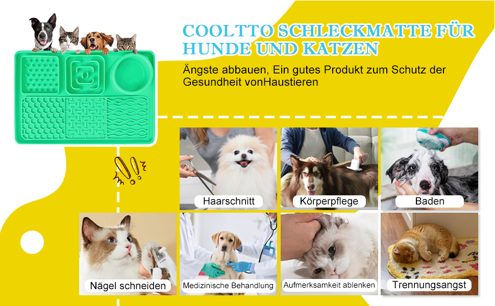 Шлека для собак Cooltto з лотком та шпателем: силіконова підстилка з присосками для миття, грумінгу та догляду за кігтями. Модель C & A