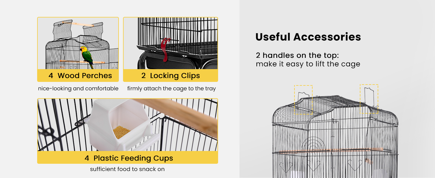 Клітка для птахів VIVOHOME 162 см з ігровим дахом та роликовим стійкою, для хвилястих папужок та канарів, з платформою та аксесуарами