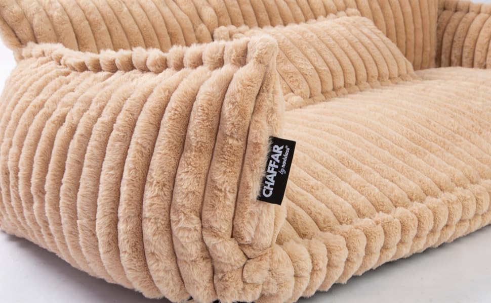 Диванчик для домашніх тварин Noviclass® Chaffar: ортопедичний диван для котів та собак, сучасний стиль, матеріал - Cord, розміри (Верблюжий, XXL (140см))
