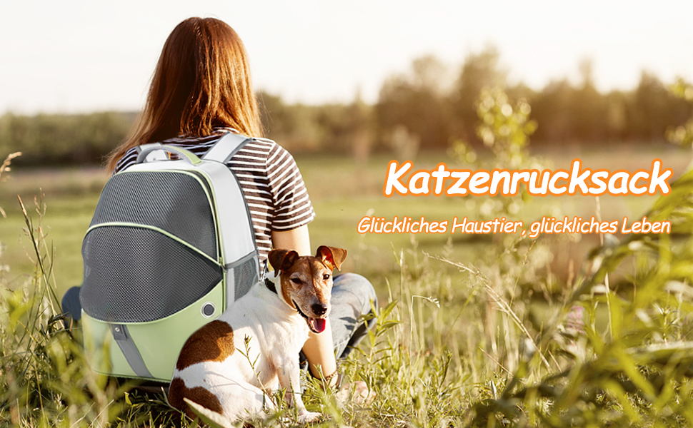 Рюкзак-переноска для тварин Galatée, розширюваний, для котів та маленьких собак (зелений)