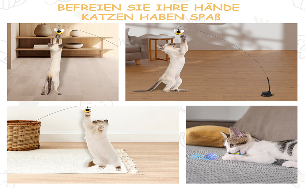 Інтерактивна іграшка для котів Hengsong: 2 шт. з дзвоном, пір'ям, м'ячиком. Розвиваюча іграшка для котів, кольорова, сучасна