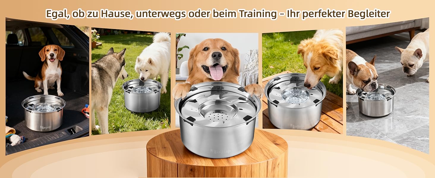 Нержавійна миска для собак великих і середніх порід 5.6л, проти протікання, для води, миска для собак, можна мити в посудомийній машині