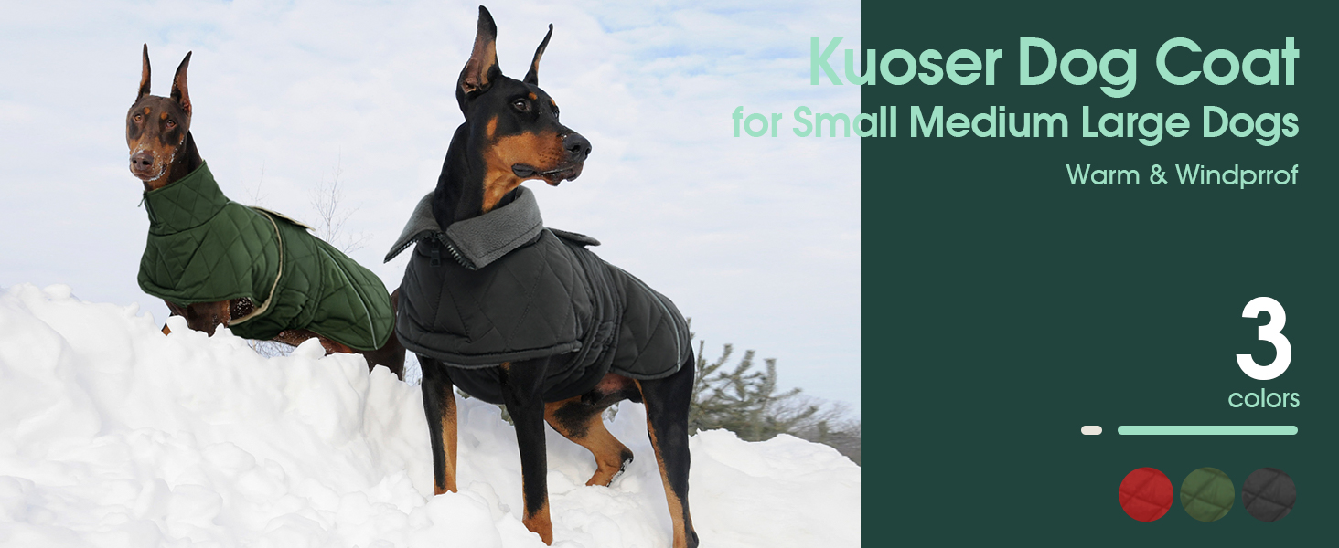 Куртка для собак Kuoser, зимова, водонепроникна, для середніх та великих собак, з флісовою підкладкою та блискавкою, L, червона