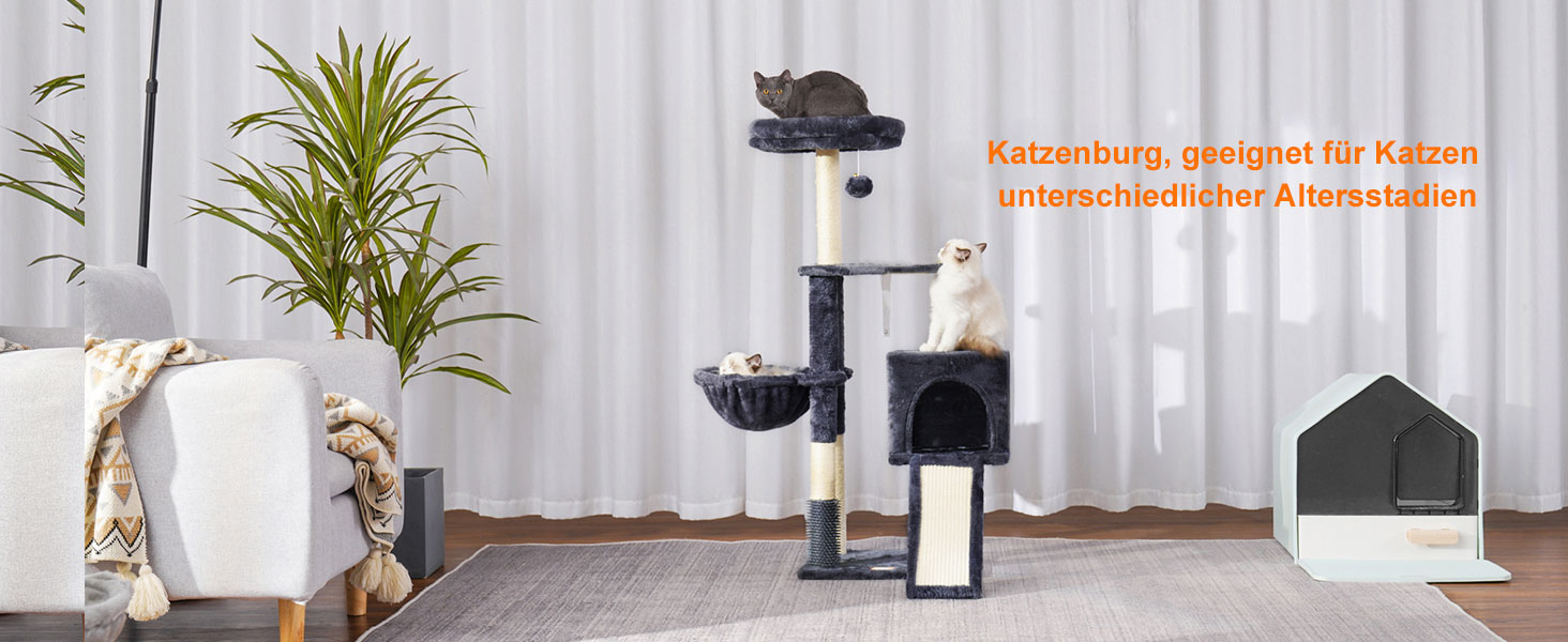 Котячий будиночок Heybly з когтеточкою та щіткою, сірий, HCT005SG