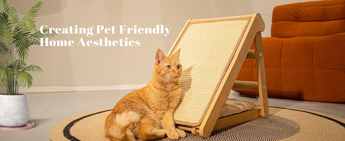 Кігтеточка для котів CheerPals з сизалю - трикутна, складана, з масиву бука, велика 51x36x45 см