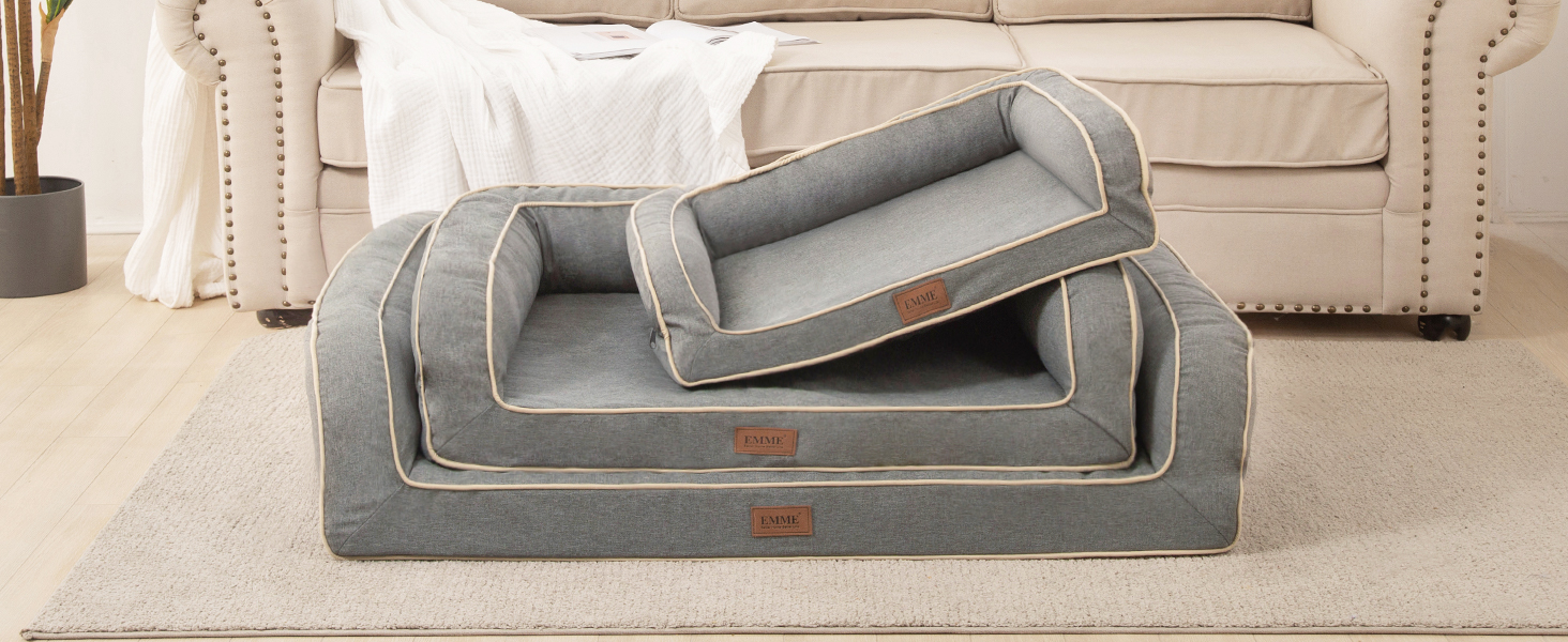 Ортопедичне ліжко для собак XL, 111x86x25 см, Memory Foam, водовідштовхувальне, сірого кольору