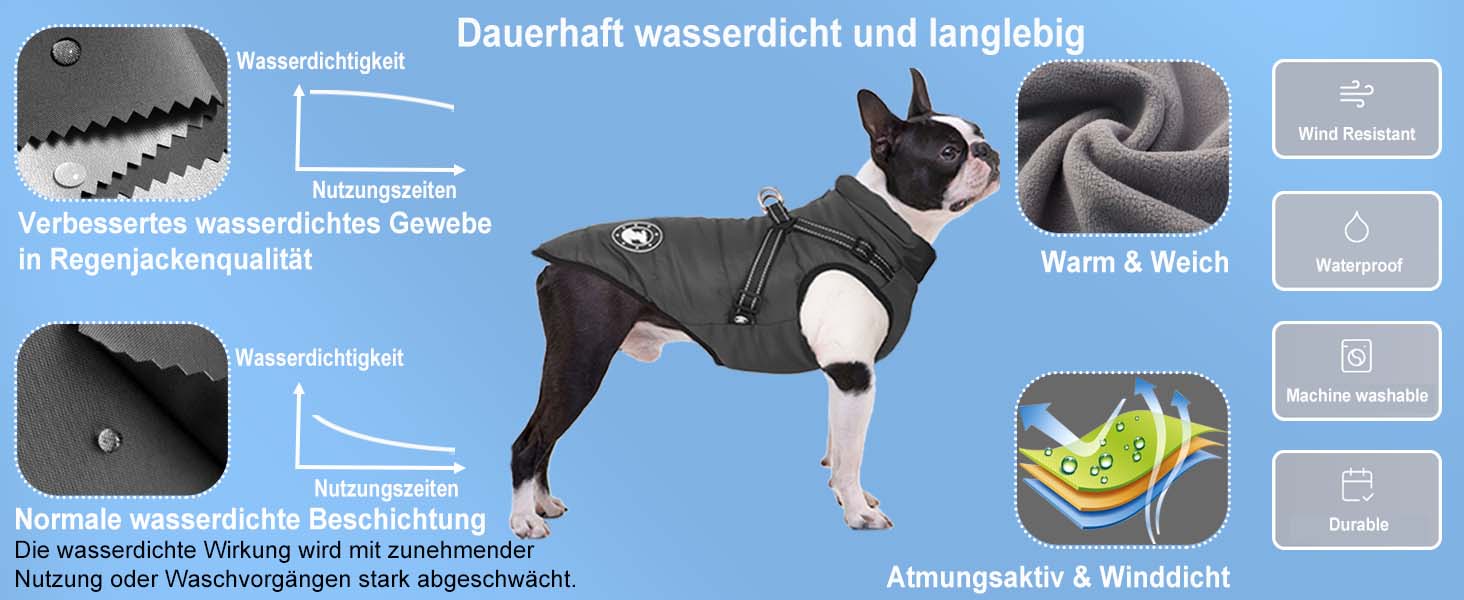 Водонепроникний теплий жилет для собак Французького бульдога, жилет для собак з кріпленням для шлейки, різні розміри, фіолетовий, розмір 10 (обхват грудей 31-36 см)