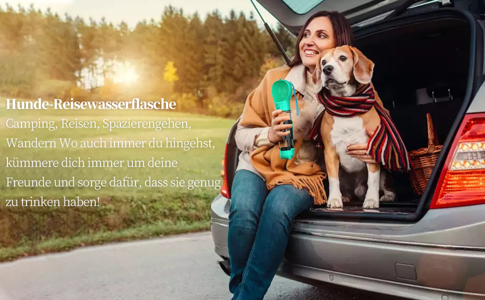 Водяна пляшка для собак Fantasybear 3-в-1 з контейнером для їжі, 300 мл, блакитна. Без BPA. Підходить для великих та маленьких собак та котів. Для прогулянок, подорожей та активного відпочинку.