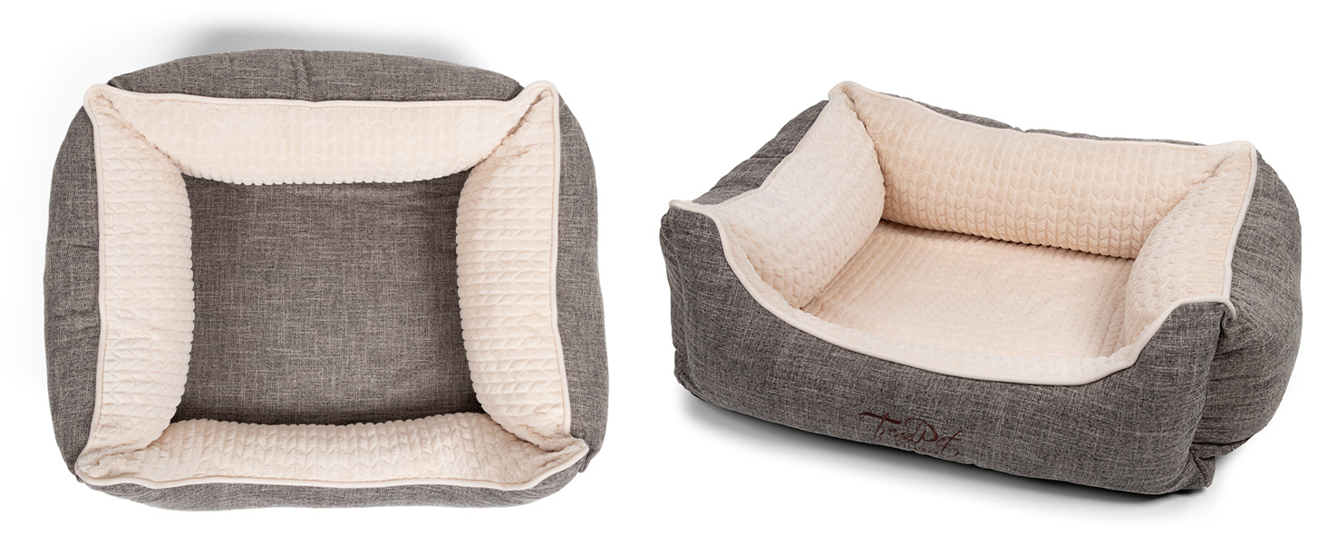 TrendPet VitaBed Бежеве - Ортопедичне ліжко для собак з 5см Memory Foam (100x90 см)