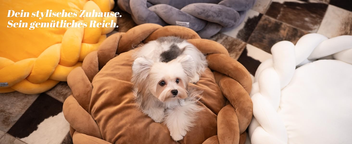 Катячий дім CheerPals 60см: зручна плетена лежанка для котів та маленьких собак, білий колір