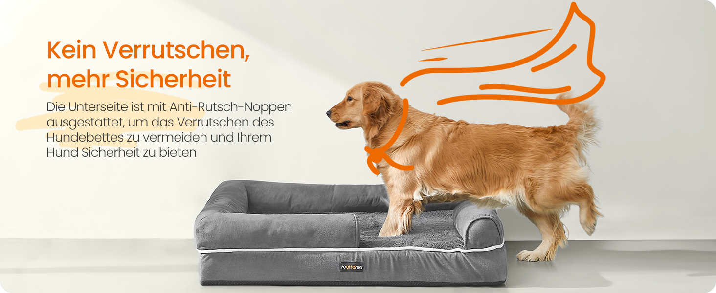 Ортопедичне ліжко для собак Feandrea, м'яке, з піднятими бортиками, 112x86x18 см, сіре