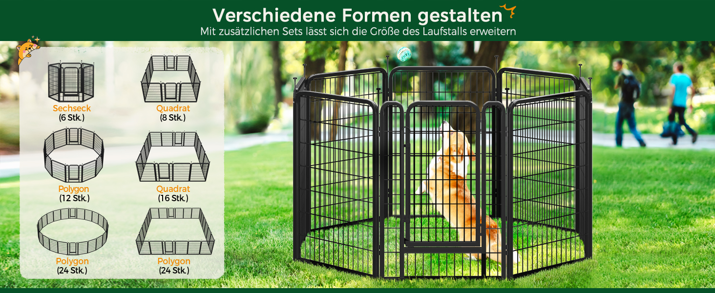 Вольєр для собак Yaheetech 8-секційний, 80 см, для квартири та саду, з'єднання з круглим головою, складаний, без інструментів (100 см висота)
