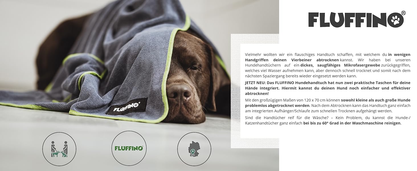 Рушники для собак 2 шт. - 90x50 см, мікрофібра | Швидковисихаючі, надзвичайно поглинаючі, для маленьких та середніх собак, сірий та зелений | Можна прати при 60°C