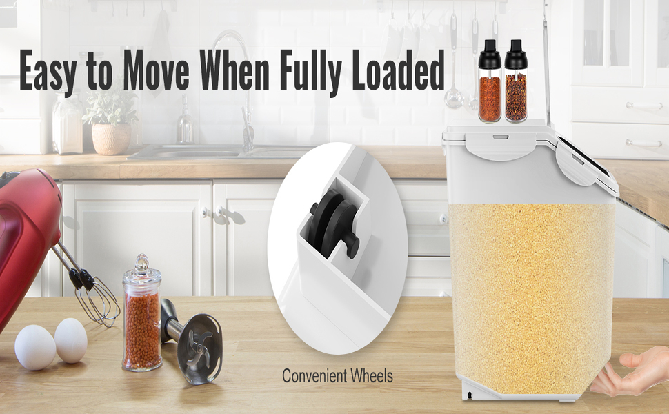 Контейнер для зберігання VEVOR 15 л з кришкою та колесами, герметичний, для продуктів (рис, борошно, цукор, горіхи, корм)