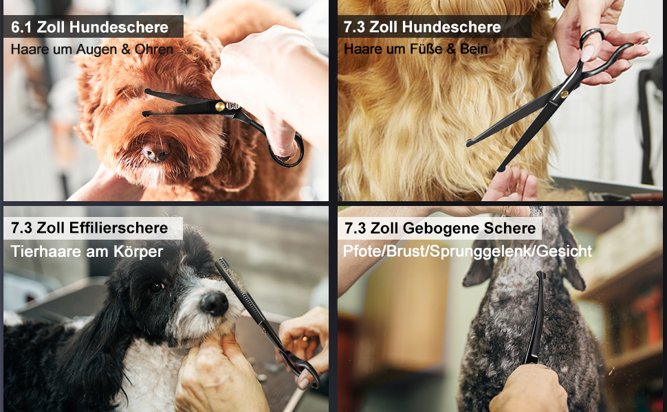 Набір професійних ножиць для грумінгу собак CIICII 10-в-1: безпечні, з різними типами лез для собак та котів