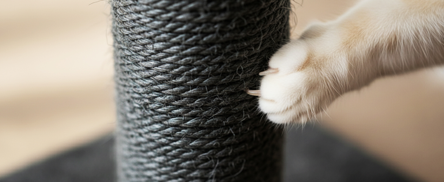 Дряпка для котів Petrebels Maine 90 см, з міцною основою та сизалевим стовпчиком, 40 x 40 x 90 см, чорного кольору