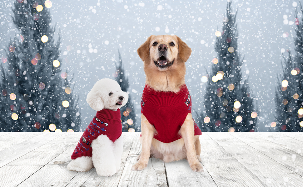 Пуловер для собак BINGPET з мотивом сніжинок, теплий, в'язаний, для собак та котів, зимовий одяг для тварин, розмір S
