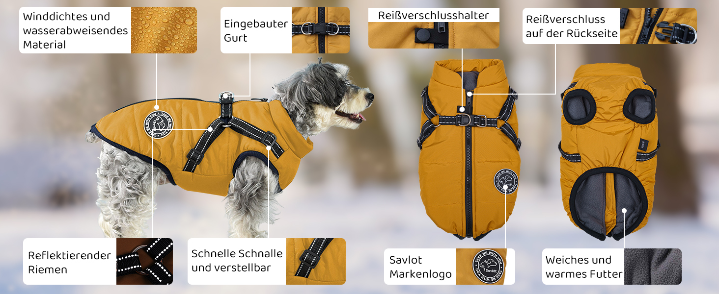 Зимова жилетка для собак - тепла жилетка для собак, курка для собак, одяг для домашніх тварин, для катання на лижах, без рукавів, з підкладкою, з нагрудником, темно-синій, розмір S