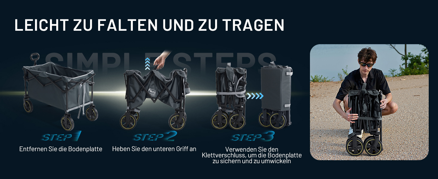 Болерваген Timber Ridge 200L складний з підстаканником, для саду, кемпінгу, покупок. Витримує 100 кг (сірий)