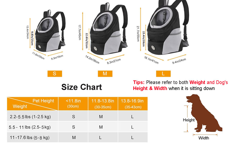 Сумка-переноска для собак та котів, чорна, L, для маленьких/середніх тварин, регульована передня частина, дихаюча, підходить для перельотів