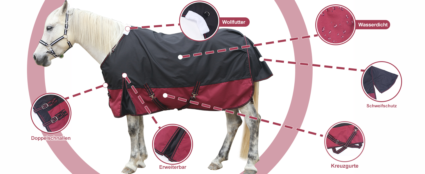 Водонепроникна дощовик-попона для коней 1200D, дихаюча легка накидка без наповнювача (0г), чорно-червона, 135 см