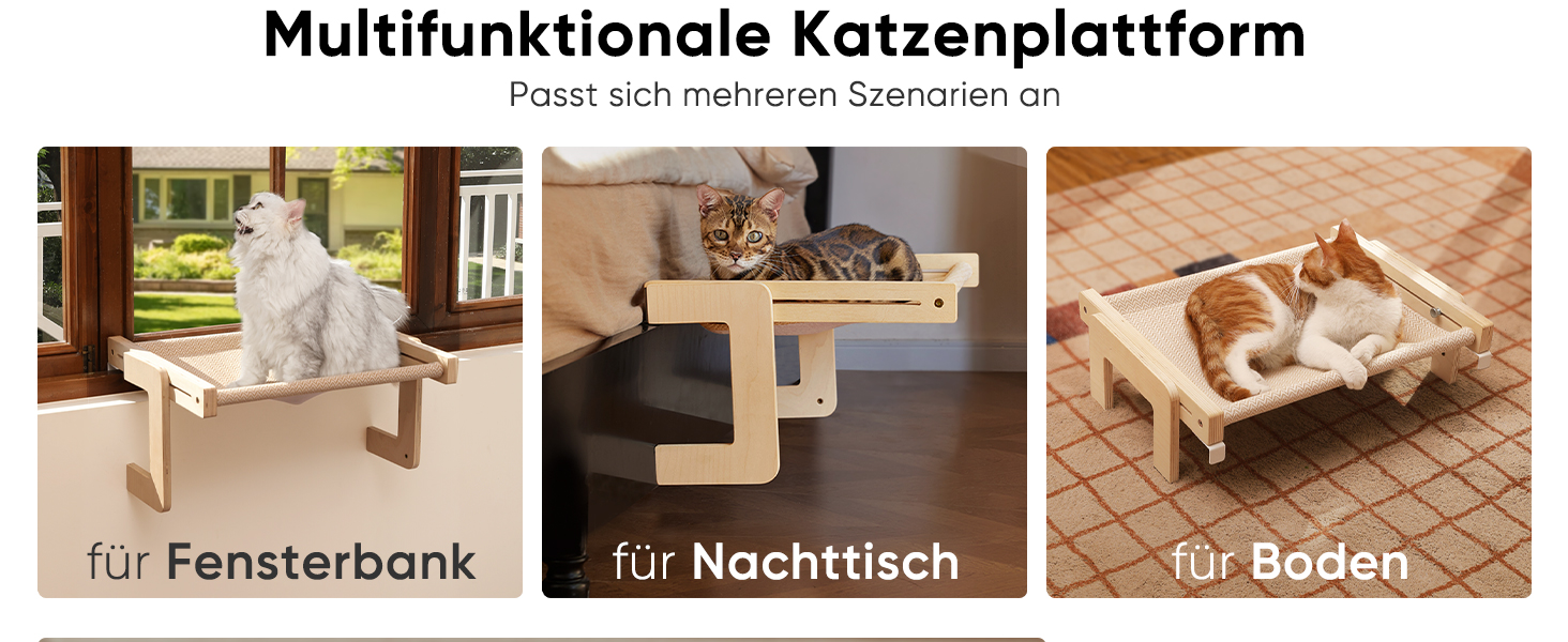 Підвісна лежанка для котів FUKUMARU, лежанка на підвіконник та підлогу, для великих котів, міцна конструкція з дерева та металу, трансформована лежанка, легка у збиранні, бежева