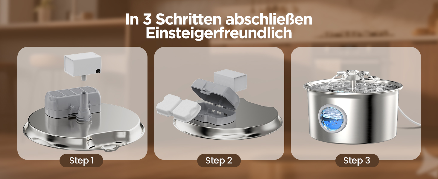 Турнік для котів з нержавіючої сталі Katzenbrunnen: фонтанчик для води, 2.6л, дисплей рівня води, дизайн водоспаду, підходить для собак та котів