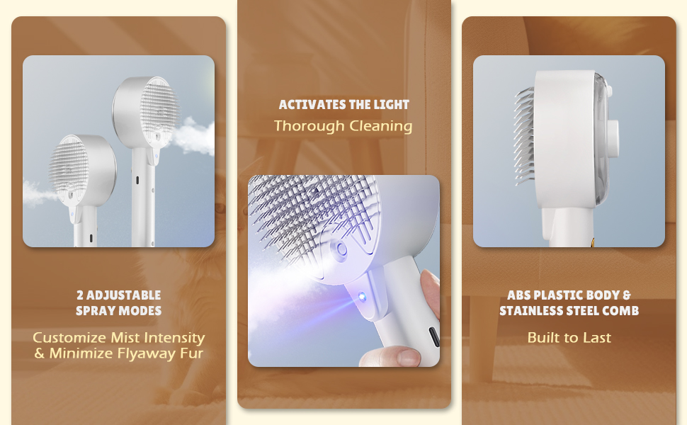 Бурштук для котів з парою 4-в-1: чищення шерсті, видалення ворсу, для собак та котів (білий)