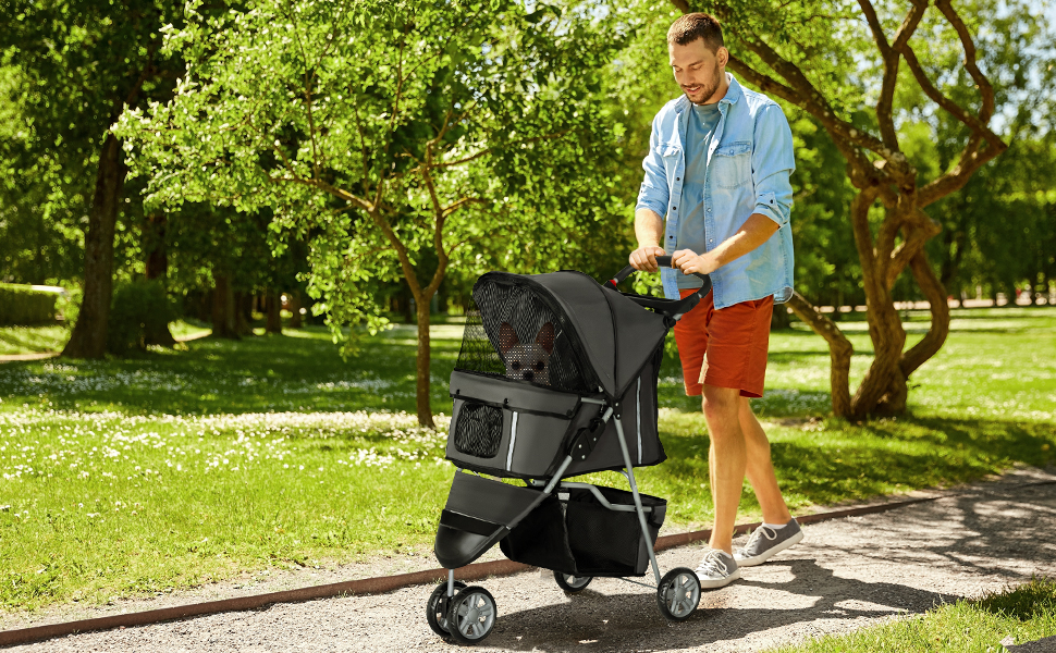 Візок для собак та котів PawHut - складаний, до 10 кг, сірий