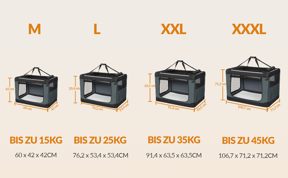 Транспортна переноска для собак Fobyfurny FPDT001OG1, 60x42x42 см, сіра, 60 л, з 3 дверима, дихаюча, з кишенями та світловідбиваючими елементами