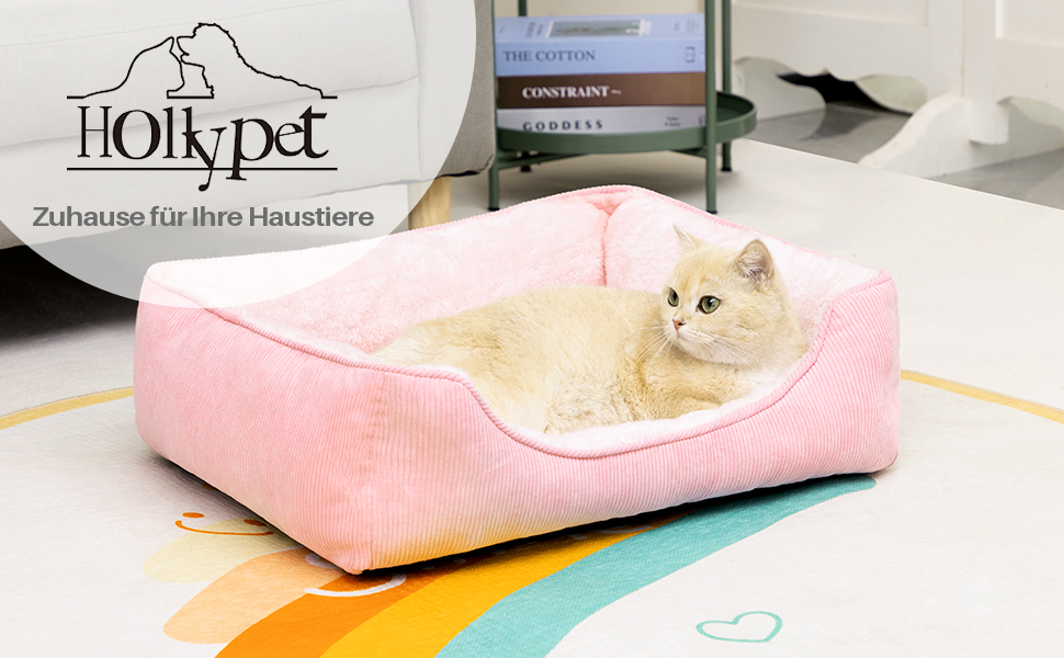 М'яке ліжко для котів та собак, рожеве, 55 x 45 x 15 см