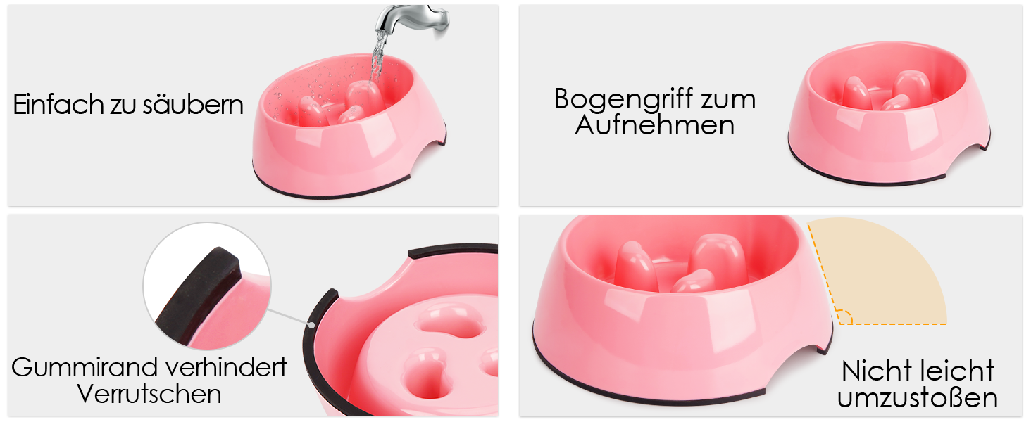 Миска для собак та котів Uperdeign, антизатримка, інтерактивна, 600 мл, рожева