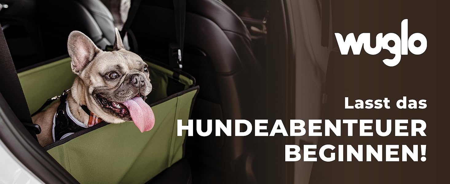 Автокрісло для собак WUGLO Extra Stabiler - надійне автокрісло для малих та середніх собак з 4 ременями кріплення, водонепроникне, колір хакі