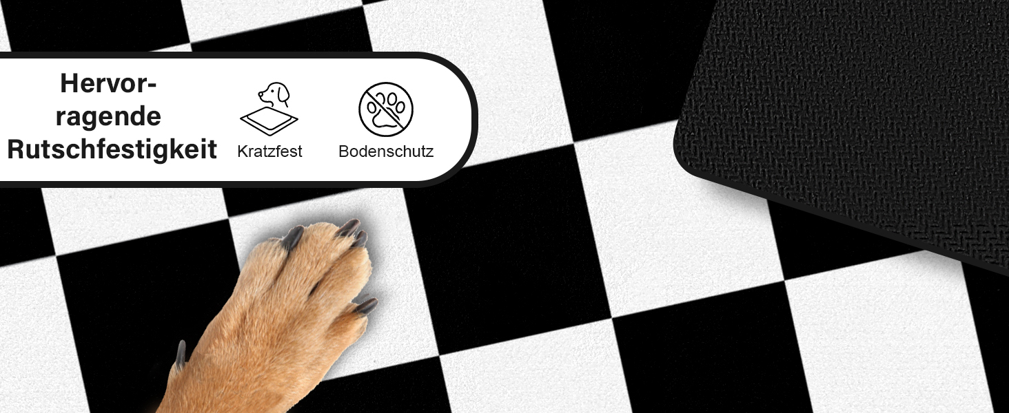 Килимок для котячого/собачого корму BLESWIN - 51x30,5 см, чорно-білий, антиковзаючий, для мисок