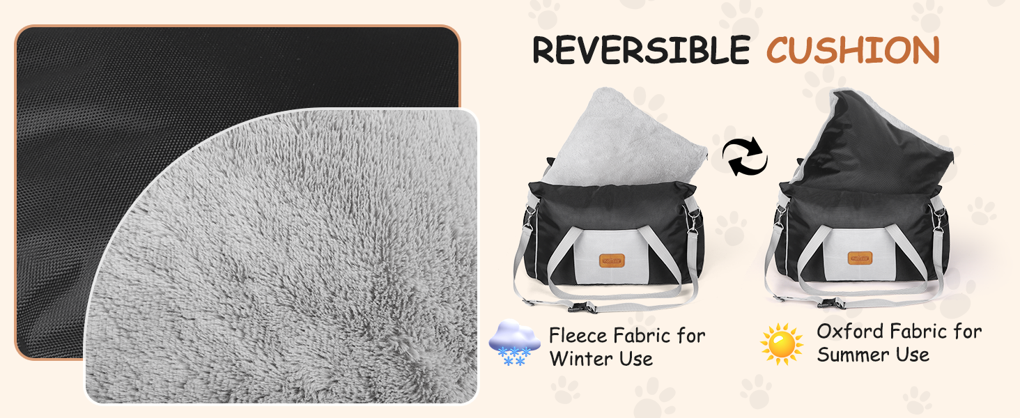 Автокрісло для собак Nobleza: зручне та миється, з кишеньками та двостороннім матрацом, L58x56x33 см, Oxford, на всі сезони