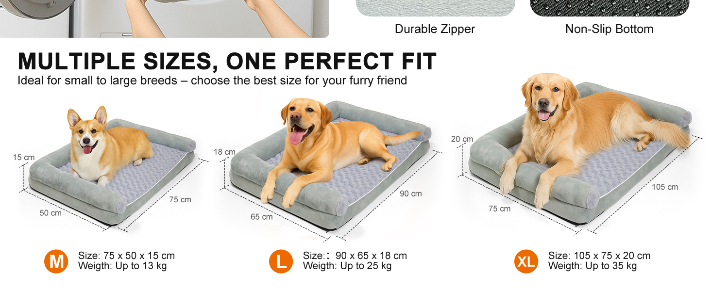 Ортопедичне ліжко для собак 90x65x18 см, сірого кольору - зручне собаче ліжко з бортиками, м'який дизайн з рожевими квітами, знімний та пральний чохол, неслизьке та водонепроникне покриття, підходить для собак середніх розмірів (L 90 x W 60 x H 18 см)