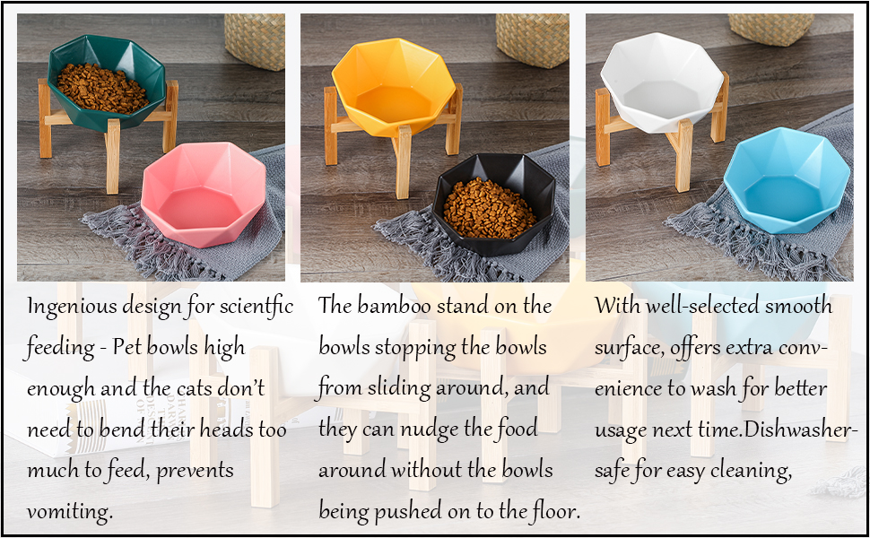Керамічна годівниця для котів та собак з підставкою, похила, нахилена - HCHLQLZ