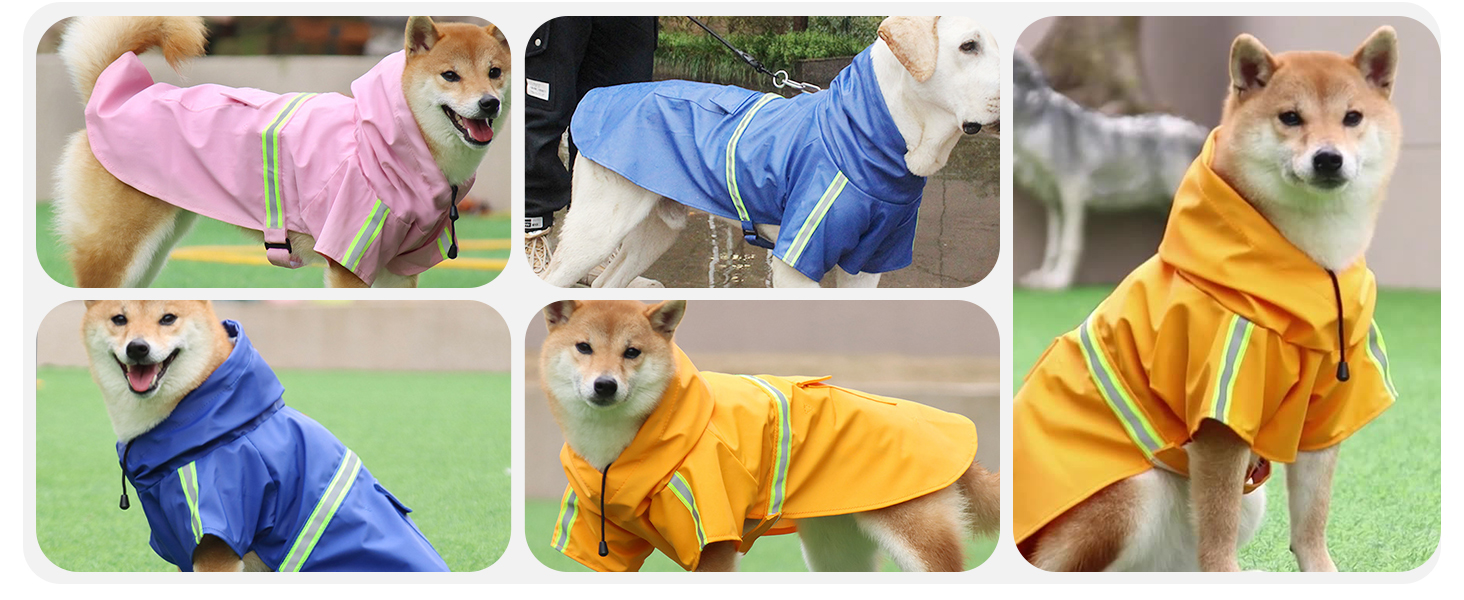 Дощовик для собак PETCUTE з капюшоном, водонепроникний, з світловідбиваючими смугами, регульований, для малих, середніх та великих собак, рожевий S