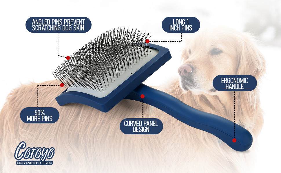 Щітка для вичісування довгошерстих собак та котів, велика, золота, для щоденного догляду за шерстю