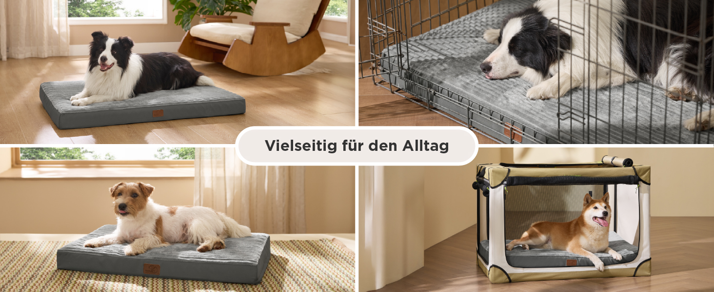 Крісло-лежанка для собак середніх порід BEDSURE - м'яке ліжко з антиковзною основою та знімним чохлом, сірого кольору, 89x56x7 см