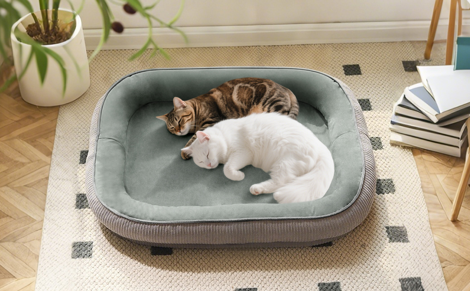 Ліжко для собак середніх та великих порід з високими бортиками, знімний та пральний чохол, кошик для собак, зручна подушка з роликом для шиї, неслизьке дно