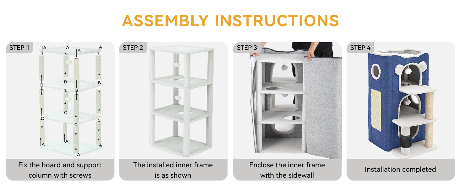 Дім для котів YITAHOME: сучасний комплекс з тунелем, когтеточкою та ігровим майданчиком для кількох кошенят (блакитний)