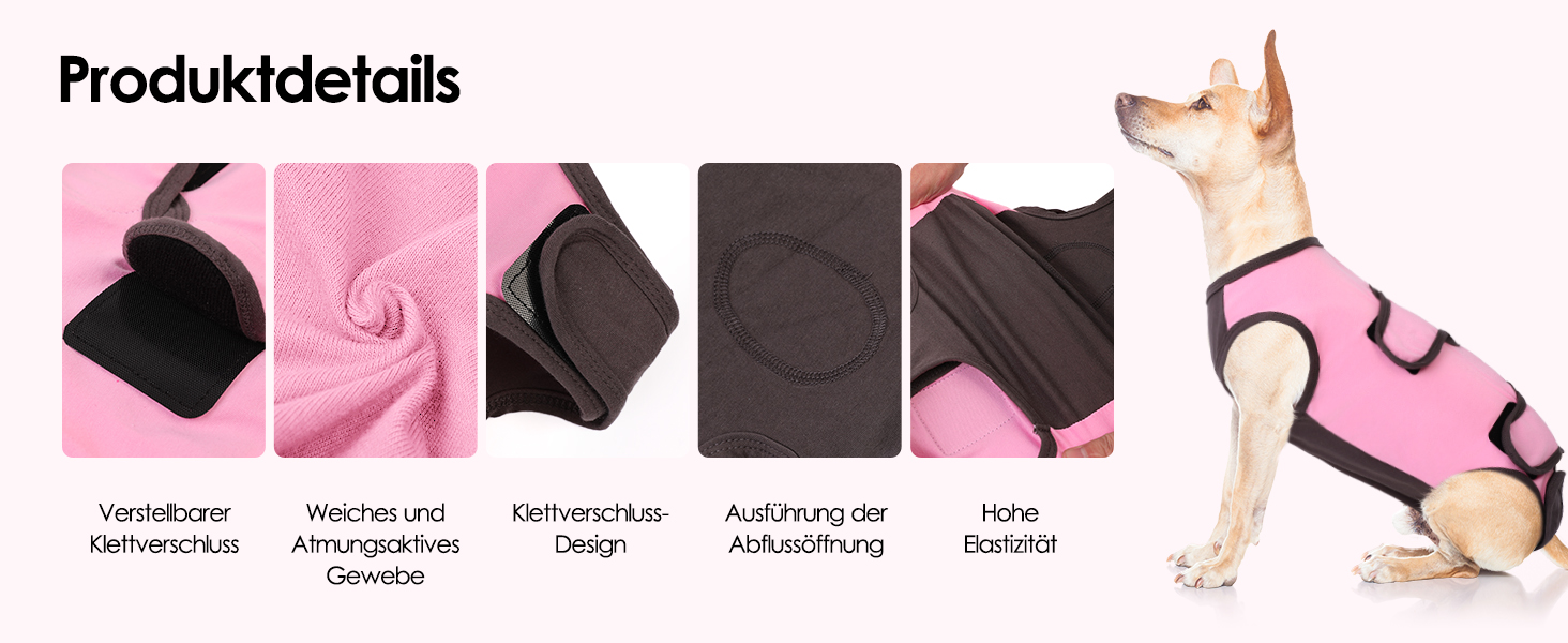 Піжама для собак після операції ASENKU: захист від лизання, альтернатива конусу, рожева, M